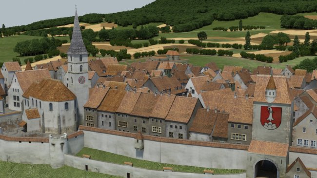 Une reconstitution 3D de Delémont en 1671